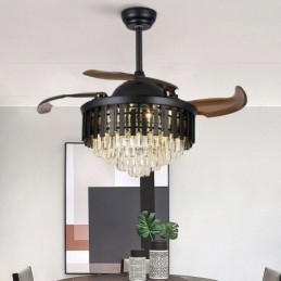 Intrekbare plafondventilatorlamp Kristallen plafondventilator