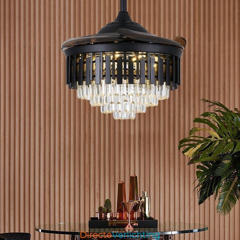 Intrekbare plafondventilatorlamp Kristallen plafondventilator