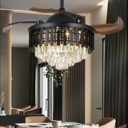 Intrekbare plafondventilatorlamp Kristallen plafondventilator