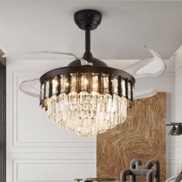 Intrekbare plafondventilatorlamp Kristallen plafondventilator