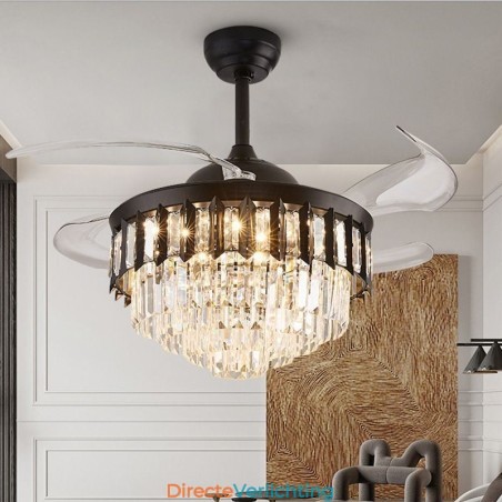 Intrekbare plafondventilatorlamp Kristallen plafondventilator Intrekbare plafondventilatorlamp Kristallen plafondventilator
