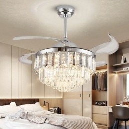 Intrekbare plafondventilatorlamp Kristallen plafondventilator