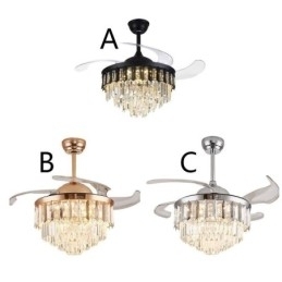 Intrekbare plafondventilatorlamp Kristallen plafondventilator