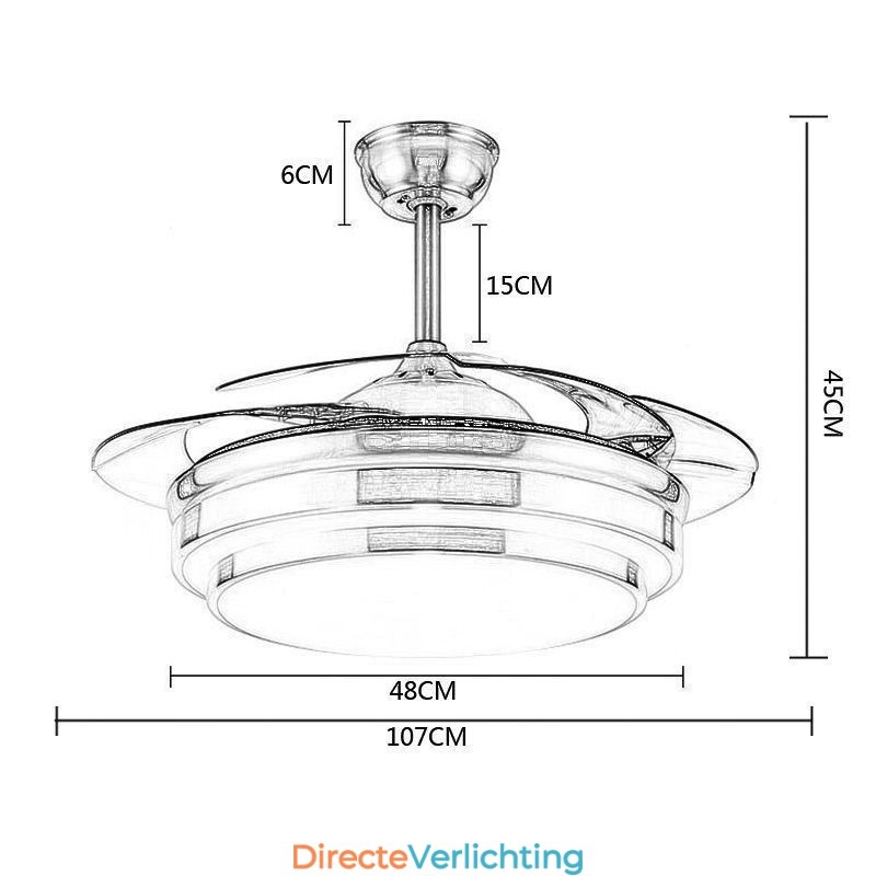 Moderne plafondventilatorlamp ABS-ventilatorblad Acrylverlichting