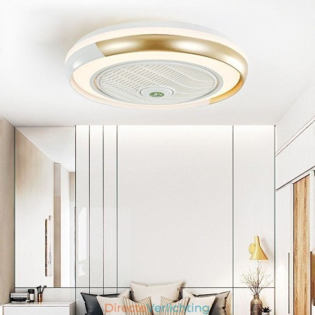Moderne plafondventilatorlampen, ronde plafondlamp van acryl met afstandsbediening Moderne plafondventilatorlampen, ronde plafondlamp van acryl met afstandsbediening