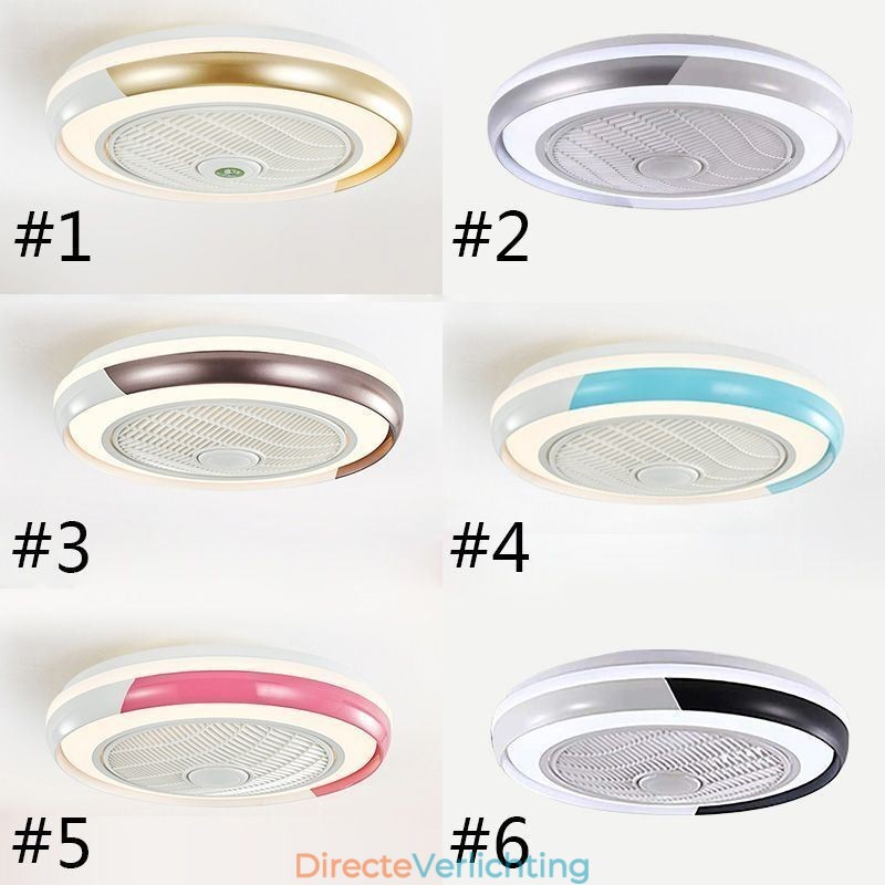 Moderne plafondventilatorlampen, ronde plafondlamp van acryl met afstandsbediening