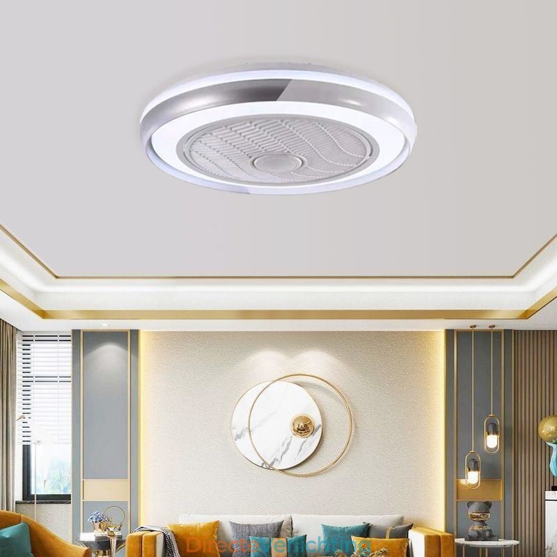 Moderne plafondventilatorlampen, ronde plafondlamp van acryl met afstandsbediening