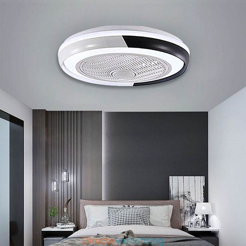 Moderne plafondventilatorlampen, ronde plafondlamp van acryl met afstandsbediening