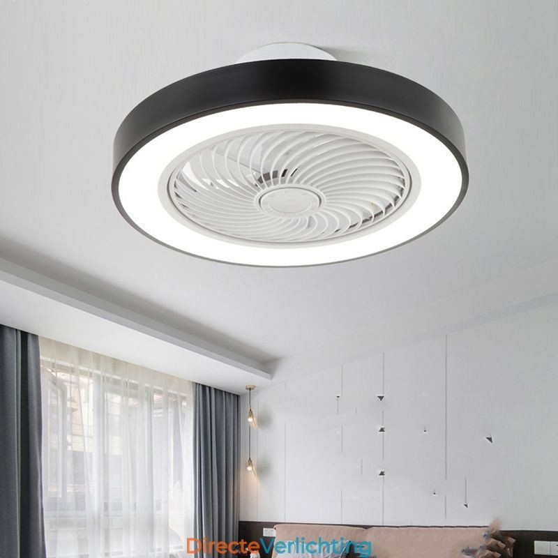 Moderne plafondventilatorlampen met afstandsbediening, ronde plafondlamp van acryl