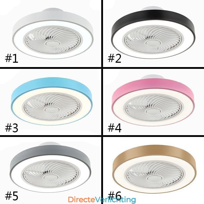 Moderne plafondventilatorlampen met afstandsbediening, ronde plafondlamp van acryl