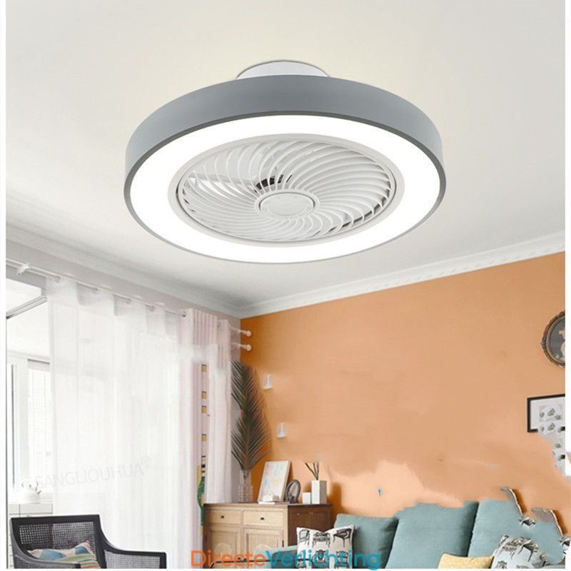Moderne plafondventilatorlampen met afstandsbediening, ronde plafondlamp van acryl