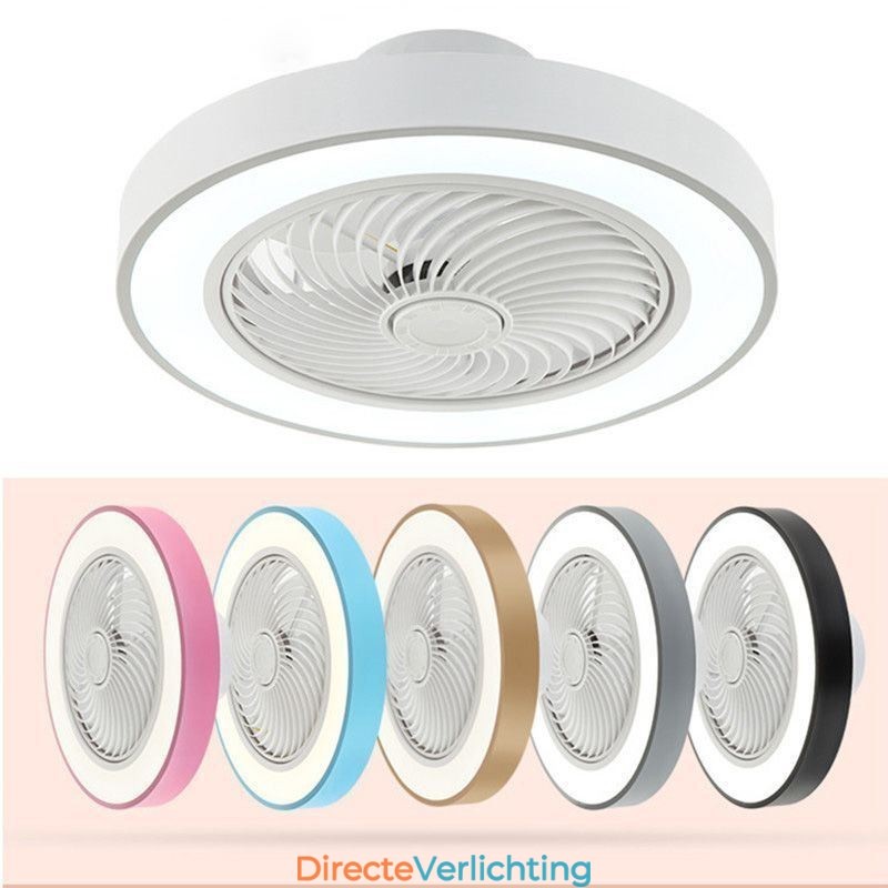Moderne plafondventilatorlampen met afstandsbediening, ronde plafondlamp van acryl