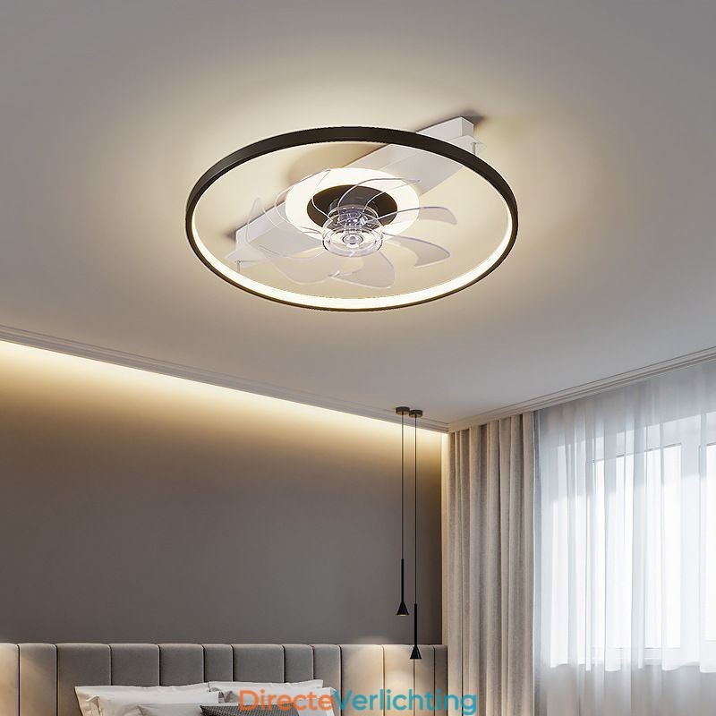 Moderne plafondventilator met verlichting, afstandsbediening, ventilatorlamp