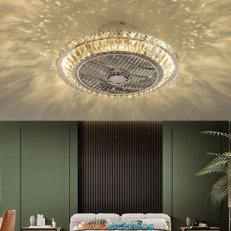 Kristallen plafondventilatorlamp goud ronde plafondlamp Kristallen plafondventilatorlamp goud ronde plafondlamp
