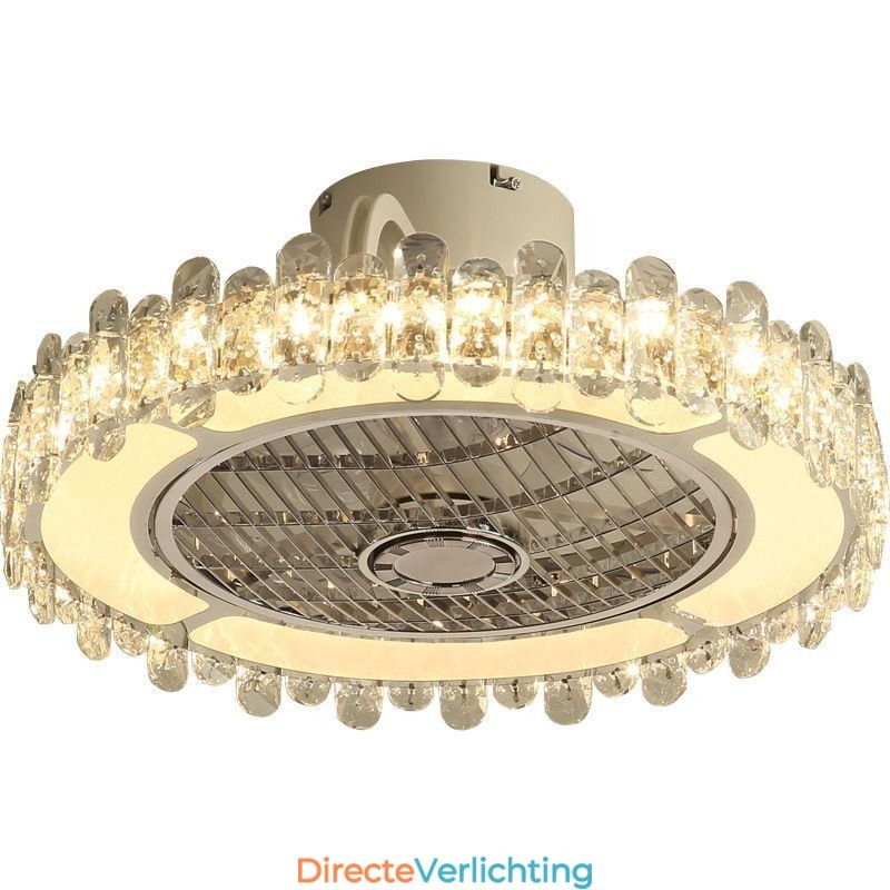Kristallen plafondventilatorlamp goud ronde plafondlamp