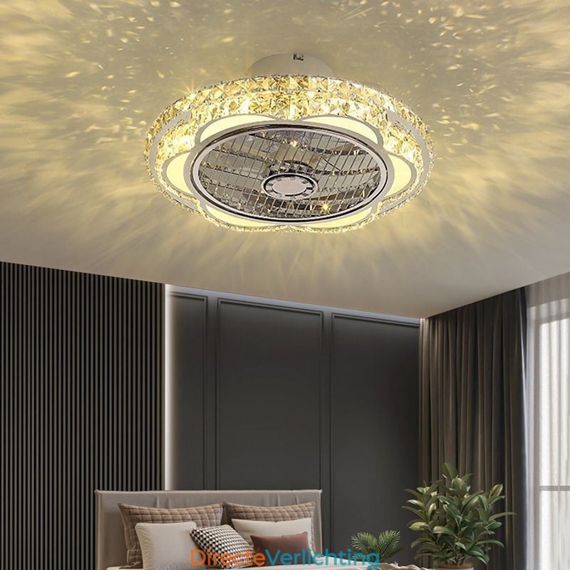 Kristallen plafondventilatorlamp goud ronde plafondlamp