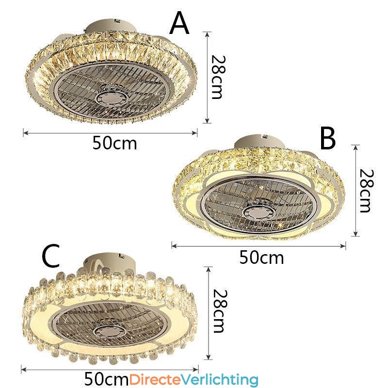 Kristallen plafondventilatorlamp goud ronde plafondlamp