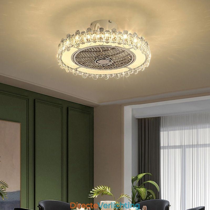 Kristallen plafondventilatorlamp goud ronde plafondlamp