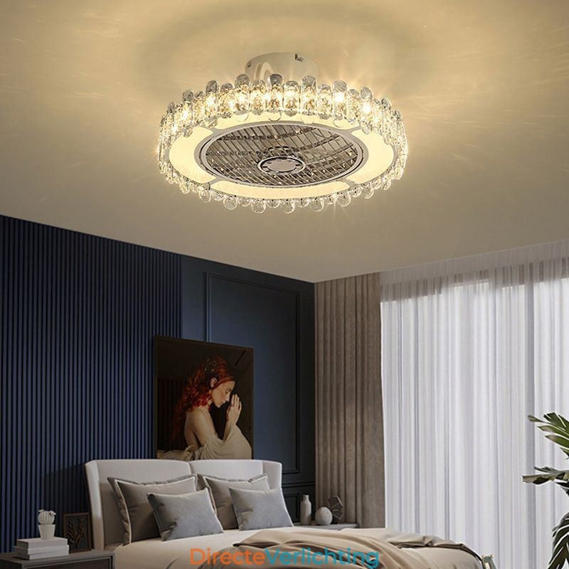 Kristallen plafondventilatorlamp goud ronde plafondlamp