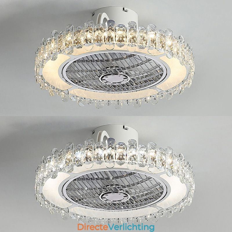Kristallen plafondventilatorlamp goud ronde plafondlamp