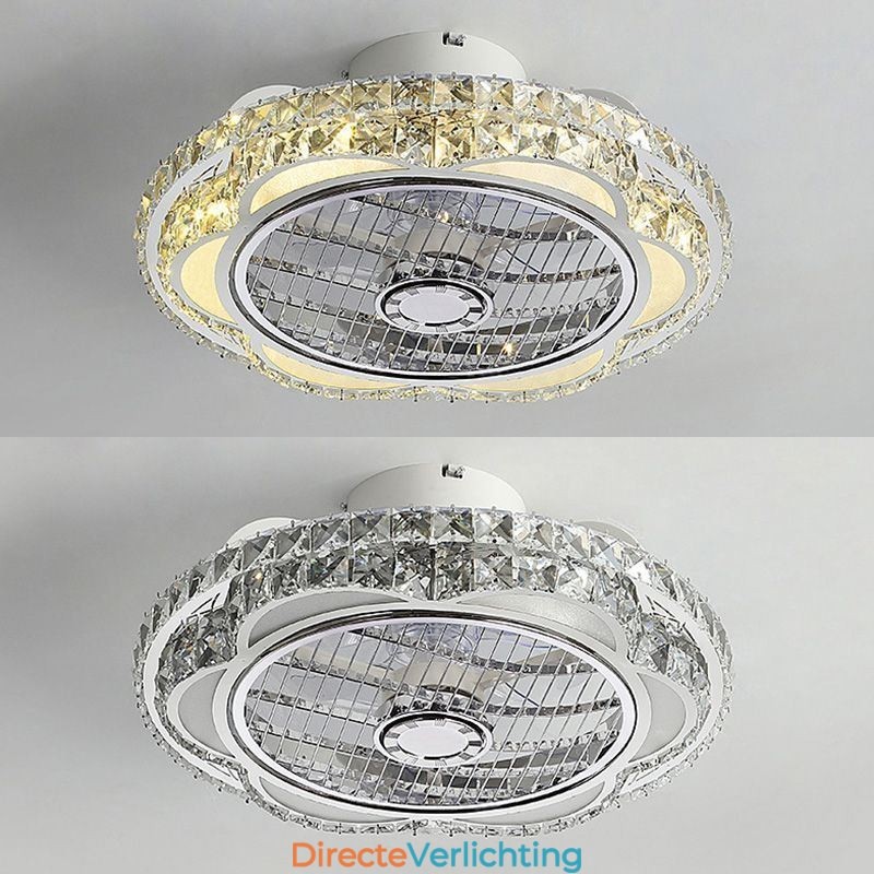 Kristallen plafondventilatorlamp goud ronde plafondlamp