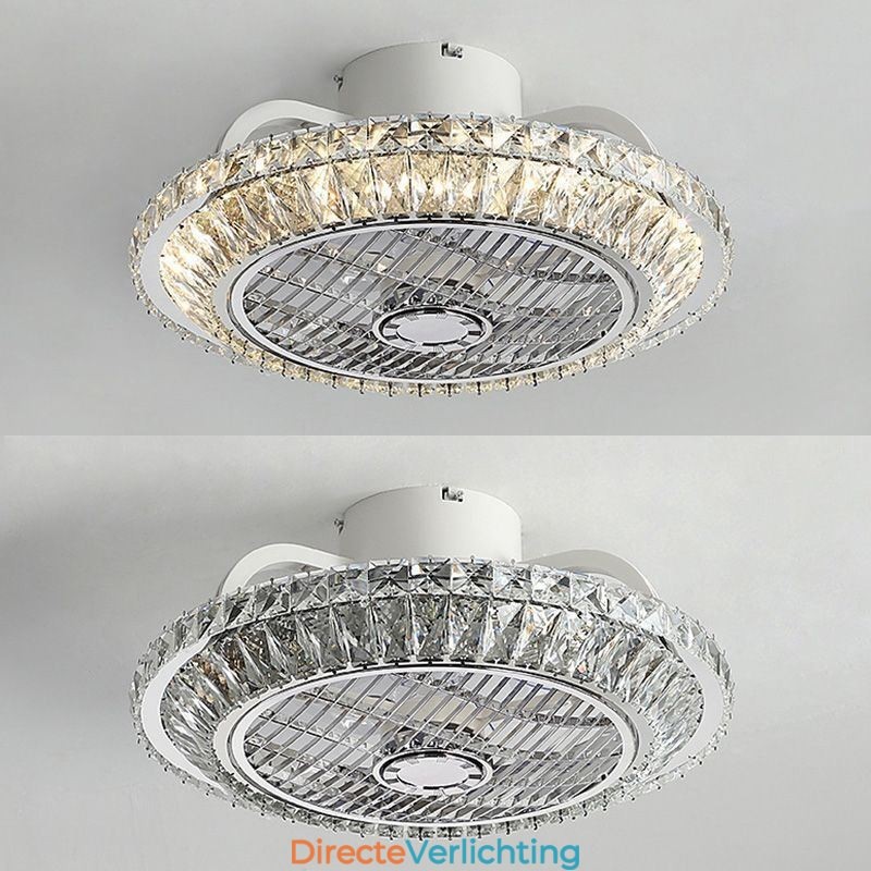 Kristallen plafondventilatorlamp goud ronde plafondlamp