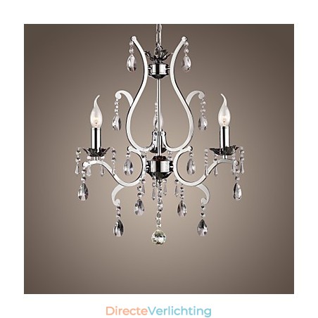 Kristallen kroonluchter met 3 lampen in metaal Kristallen kroonluchter met 3 lampen in metaal