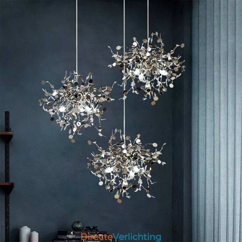 3 lampen kroonluchterlamp roestvrij staal hanglamp plafondlamp armatuur