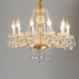 Transparante kristallen kroonluchter Europees gouden lichaam luxe decoratieve plafondlamp
