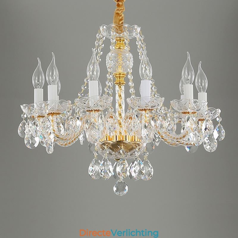 Transparante kristallen kroonluchter Europees gouden lichaam luxe decoratieve plafondlamp