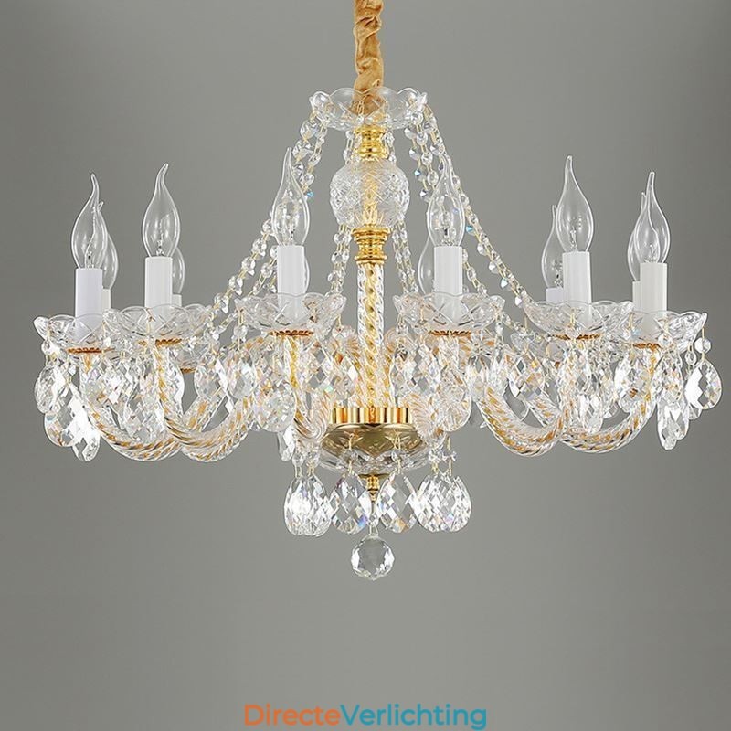 Transparante kristallen kroonluchter Europees gouden lichaam luxe decoratieve plafondlamp