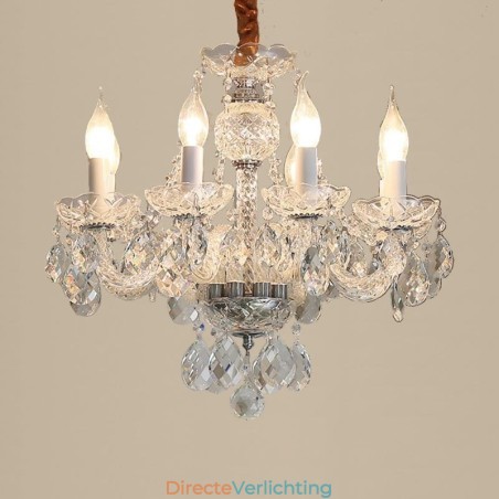 Europese heldere kristallen kroonluchter glazen lamplichaam 8 lampen Europese heldere kristallen kroonluchter glazen lamplichaam 8 lampen