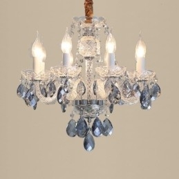 Europese blauwe kristallen kroonluchter glazen lamplichaam 8 lampen