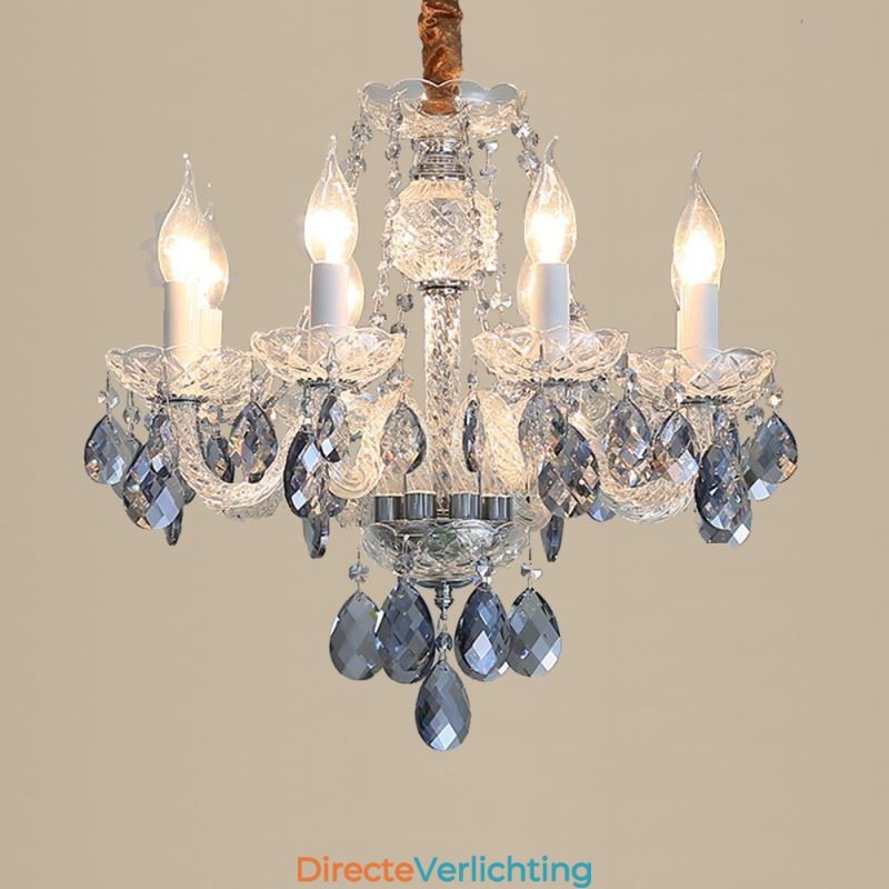 Europese blauwe kristallen kroonluchter glazen lamplichaam 8 lampen