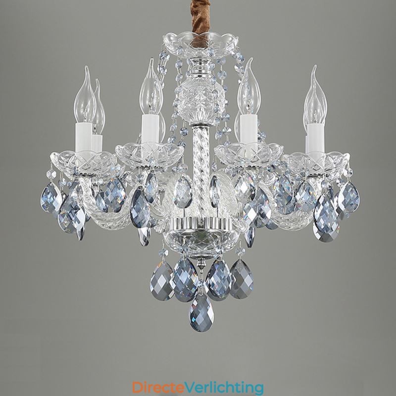 Europese blauwe kristallen kroonluchter glazen lamplichaam 8 lampen