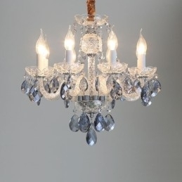 Europese blauwe kristallen kroonluchter glazen lamplichaam 8 lampen