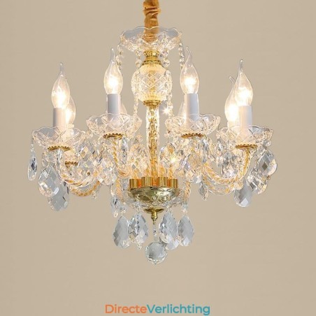 Europese heldere kristallen kroonluchter glazen lamp body 8 lampen gouden body plafondlamp Europese heldere kristallen kroonluchter glazen lamp body 8 lampen gouden body plafondlamp