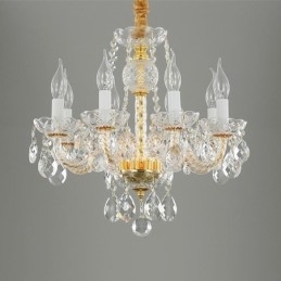 Europese heldere kristallen kroonluchter glazen lamp body 8 lampen gouden body plafondlamp