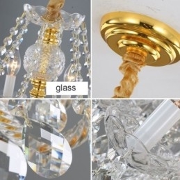 Europese heldere kristallen kroonluchter glazen lamp body 8 lampen gouden body plafondlamp