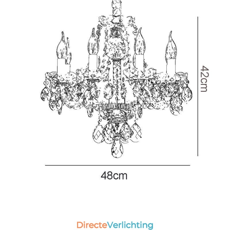 Europese heldere kristallen kroonluchter glazen lamp body 8 lampen gouden body plafondlamp