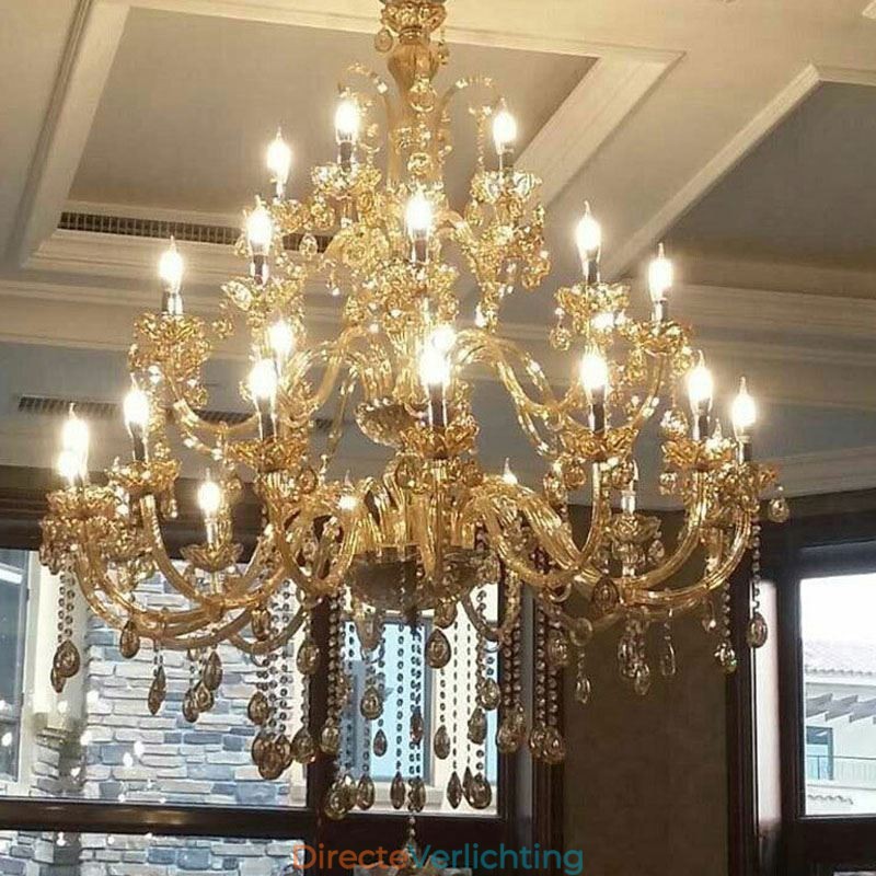 Europese Kristallen Kroonluchter Luxe Plafondlamp Met 30 Lampen
