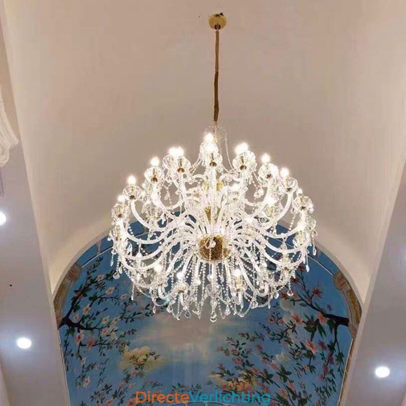 Europese Kristallen Kroonluchter Met 32 Lampen Luxe Decoratie Plafondlamp