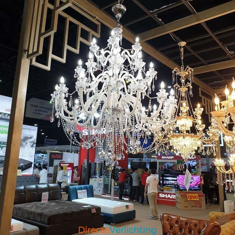 Europese Kristallen Kroonluchter Met 32 Lampen Luxe Decoratie Plafondlamp