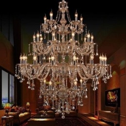 Cognac Kristallen Kroonluchter Plafondlamp Met 35 Lampen