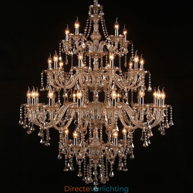 Cognac Kristallen Kroonluchter Plafondlamp Met 35 Lampen