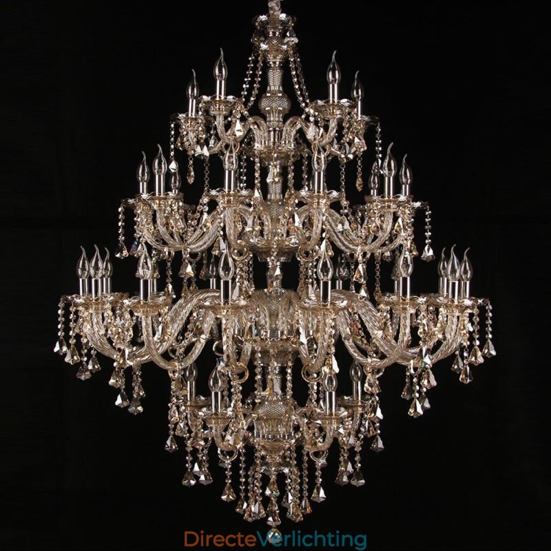 Cognac Kristallen Kroonluchter Plafondlamp Met 35 Lampen