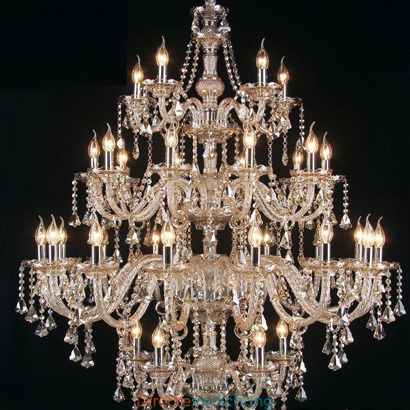 Cognac Kristallen Kroonluchter Plafondlamp Met 35 Lampen