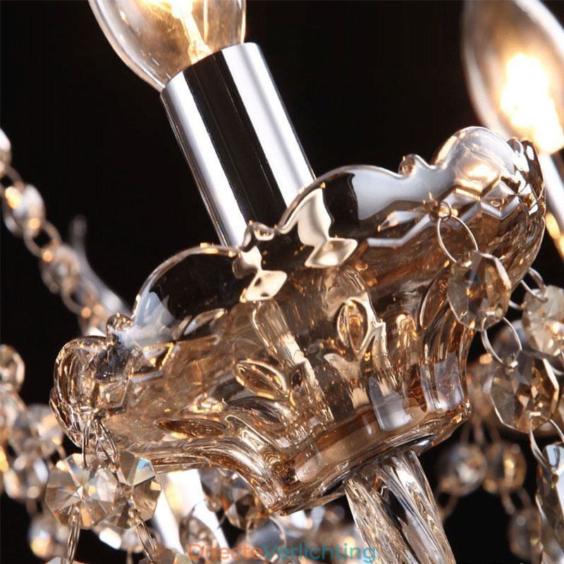 Cognac Kristallen Kroonluchter Plafondlamp Met 35 Lampen