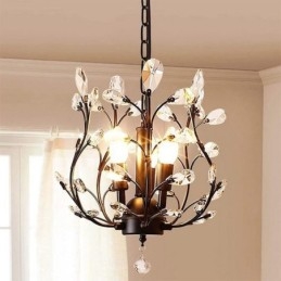 Zwarte Retro Kroonluchter Kristallen Plafondlamp