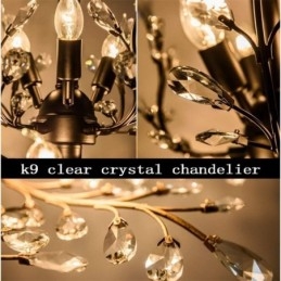 Zwarte Retro Kroonluchter Kristallen Plafondlamp